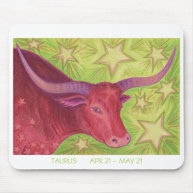 Zodiac Taurus mousepad white border (Front)