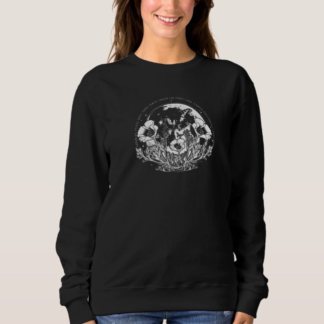 Zodiac Text Ring Floral Moon Sweatshirt (Front)