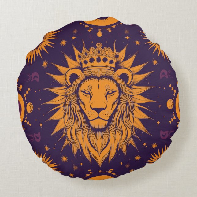 Zodiac Vibes Leo - Round Pillow  (Back)