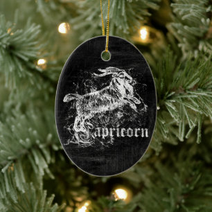 Zodiac Vintage Capricorn Ceramic Tree Decoration
