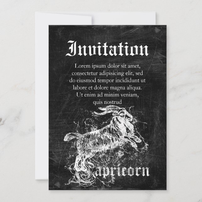 Zodiac Vintage Capricorn Invitation (Front)