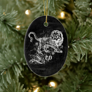 Zodiac Vintage Leo Ceramic Tree Decoration