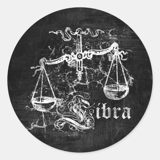 Zodiac Vintage Libra Classic Round Sticker (Front)