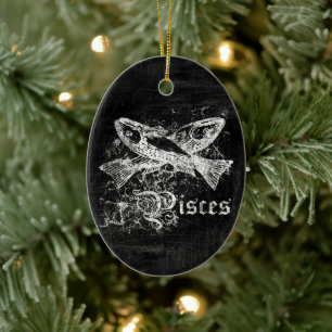 Zodiac Vintage Pisces Ceramic Tree Decoration