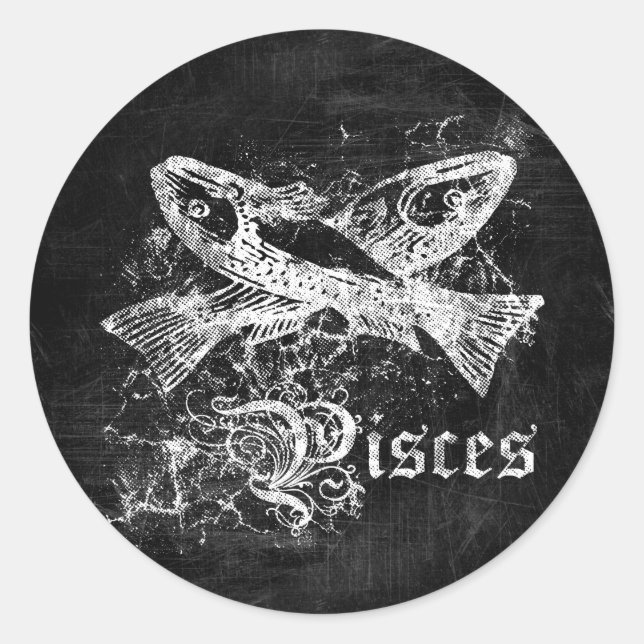Zodiac Vintage Pisces Classic Round Sticker (Front)