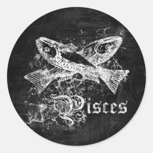 Zodiac Vintage Pisces Classic Round Sticker