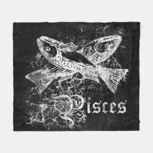 Zodiac Vintage Pisces Fleece Blanket
