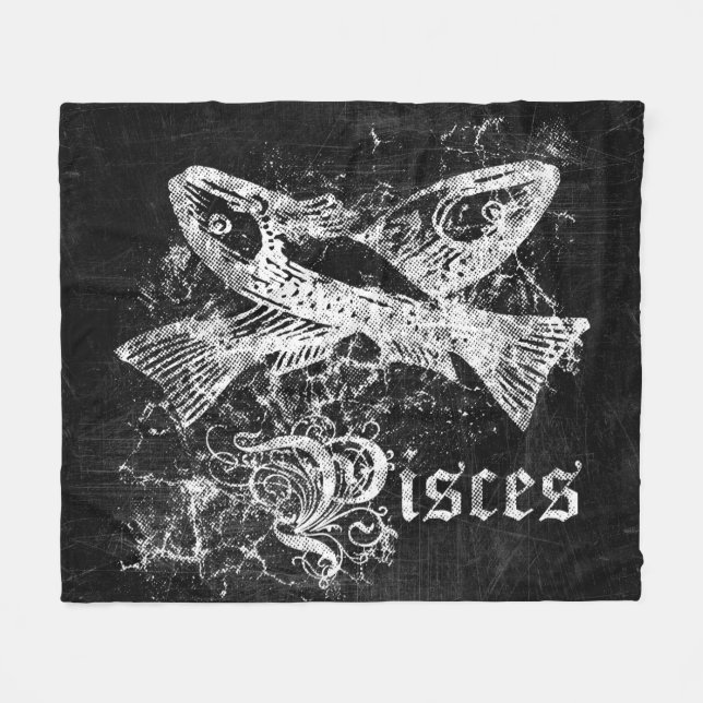 Zodiac Vintage Pisces Fleece Blanket (Front (Horizontal))