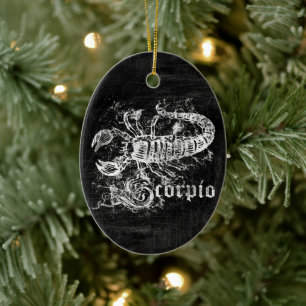 Zodiac Vintage Scorpio Ceramic Tree Decoration