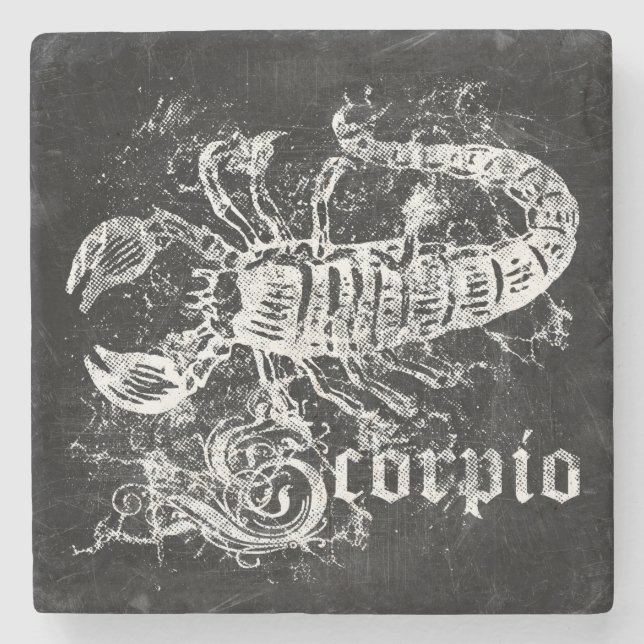 Zodiac Vintage Scorpio Stone Coaster (Front)