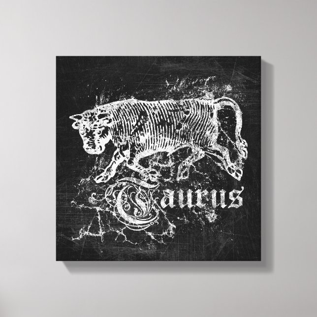 Zodiac Vintage Taurus Canvas Print (Front)
