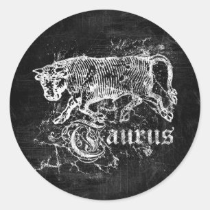 Zodiac Vintage Taurus Classic Round Sticker