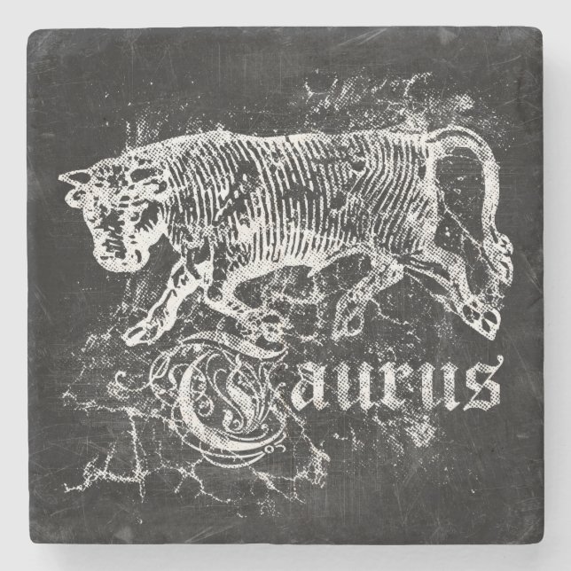 Zodiac Vintage Taurus Stone Coaster (Front)