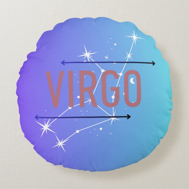 Zodiac Virgo Blue Gradient Throw Pillow (Front)