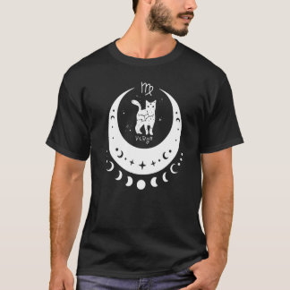 Zodiac Virgo Horoscope Astrology Sign Cat Crescent T-Shirt