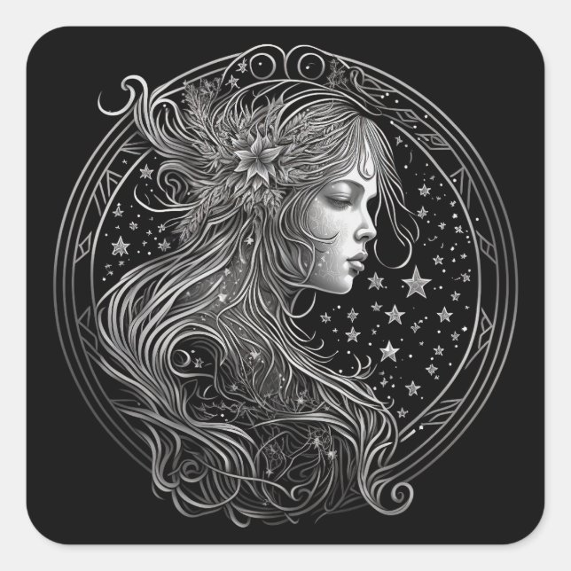 Zodiac Virgo Horoscope Star Sign Square Sticker (Front)