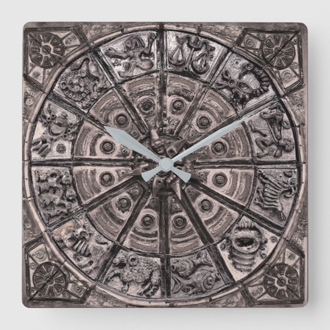Zodiac Wheel Square Wall Clock (Front)