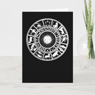 Zodiac Wheel with Sun and Astrology Symbols Card