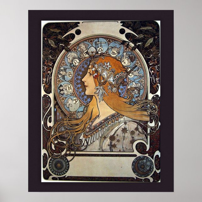Zodiac Woman by Alphonse Mucha – Vintage Art Poster (Front)
