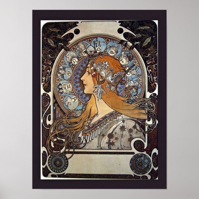 Zodiac Woman by Alphonse Mucha – Vintage Art Poster (Front)