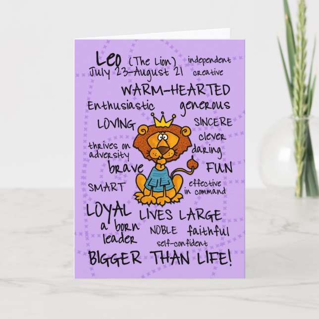 zodiac word cards - leo (Front)