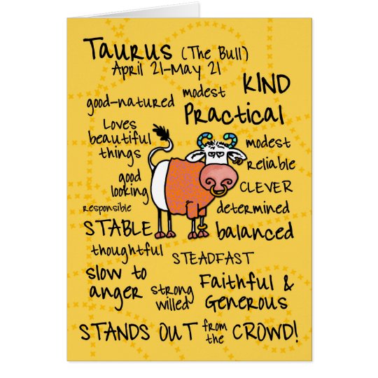 zodiac word cards - taurus