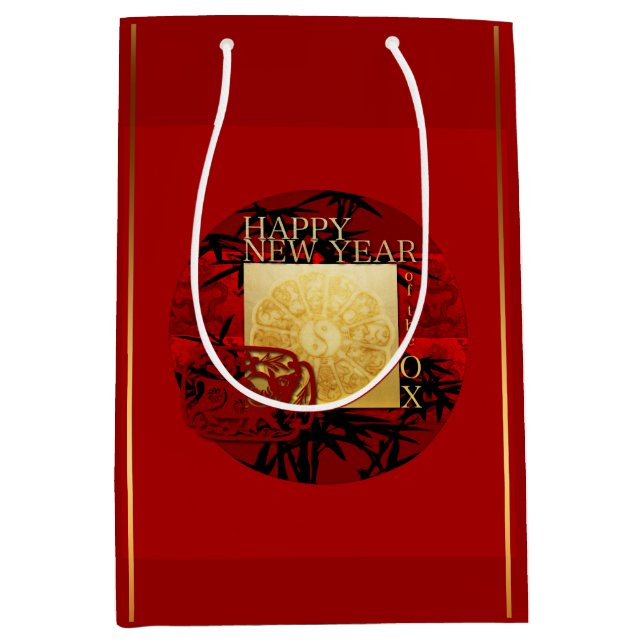Zodiac Yin Yang Bamboo Chinese Ox Year 2021 MGB Medium Gift Bag (Front)