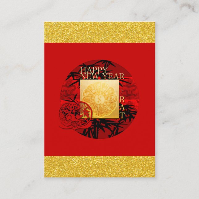 Zodiac Yin Yang Bamboo Chinese Rat Year 2020 Enc C Enclosure Card (Front)