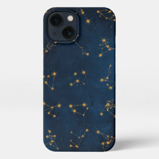 Zodíaco Dorado: El Cielo Nocturno en tus Manos iPhone 13 Case