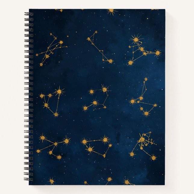 Zodíaco Dorado: El Cielo Nocturno en tus Manos Notebook (Front)