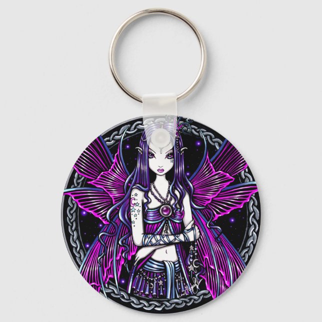 Zoe Pink Moon & Stars Fairy Keychain (Front)