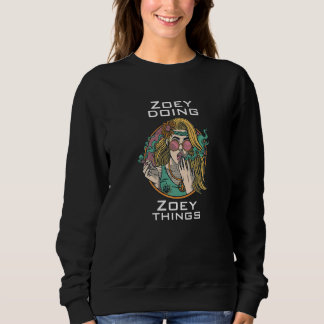 Zoey doing sweatshirt