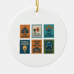 Zohran Mamdani For NYC Mayor USA Democratic Ceramic Tree Decoration