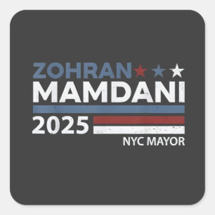 Zohran Mamdani For NYC Mayor USA Democrats Square Sticker