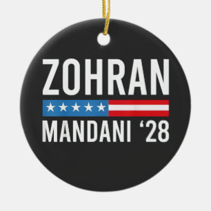 Zohran Mamdani NYC Mayor Candidate USA Flag Ceramic Tree Decoration
