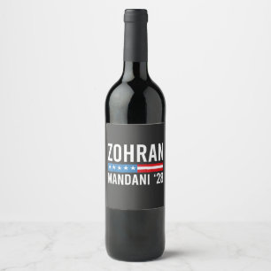 Zohran Mamdani NYC Mayor Candidate USA Flag Wine Label