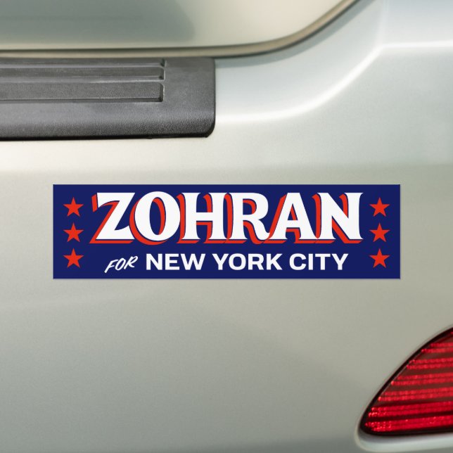 Zohran Mamdani NYC Red White Blue 2025 Bumper Sticker (On Car)