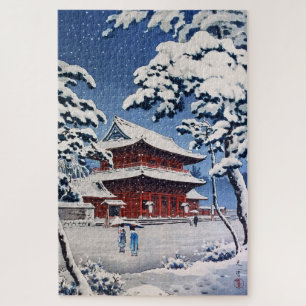 Zojoji Temple in Snow by Tsuchiya Koitsu Jigsaw Puzzle