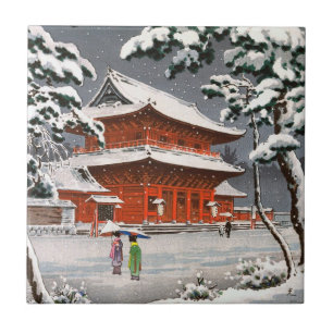 Zojoji Temple in Snow Tsuchiya Koitsu winter scene Tile