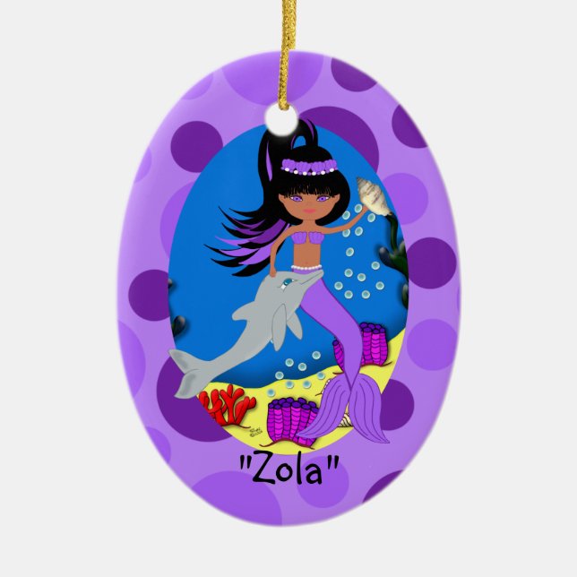 Zola Purple Mermaid Ornament (Front)