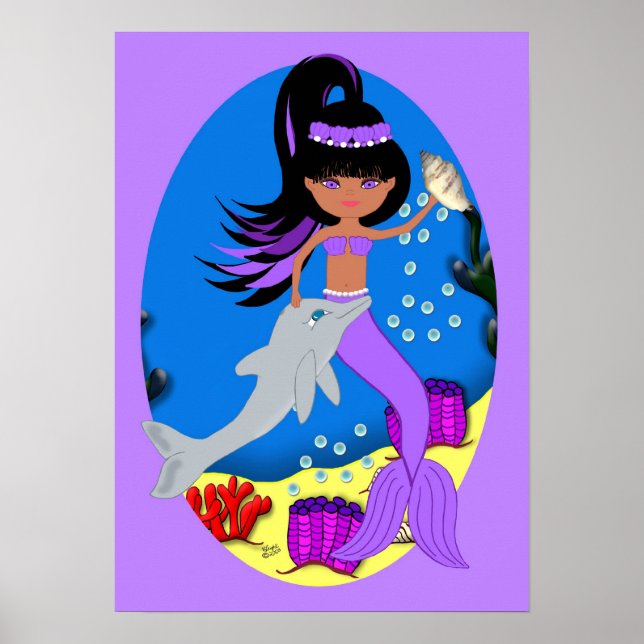 Zola the Purple Mermaid and Dolphin Poster (Front)