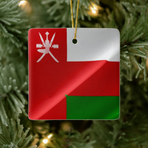 zOM002 waving Omani FLAG of Oman, Ceramic Ornament