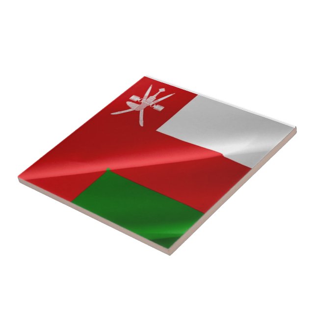 zOM002 waving Omani FLAG of Oman, Tile (Side)