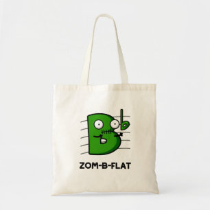 Zom-B-Flat Cute Halloween Zombie Music Pun Tote Bag