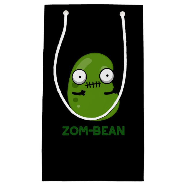 Zom-bean Funny Halloween Zombie Bean Pun Dark BG Small Gift Bag (Front)