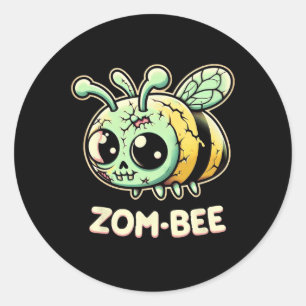 Zom-bee Adorably Creepy Zombie Bee Cartoon Hallowe Classic Round Sticker
