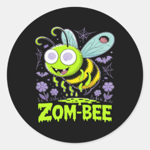 Zom-bee Cute Zombie Bee Funny Halloween Tee Classic Round Sticker