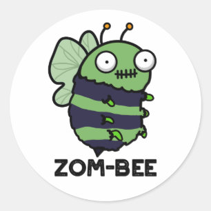 Zom-bee Funny Halloween Zombie Bee Pun Classic Round Sticker