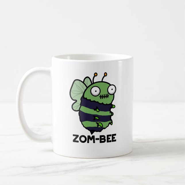 Zom-bee Funny Halloween Zombie Bee Pun  Coffee Mug (Left)