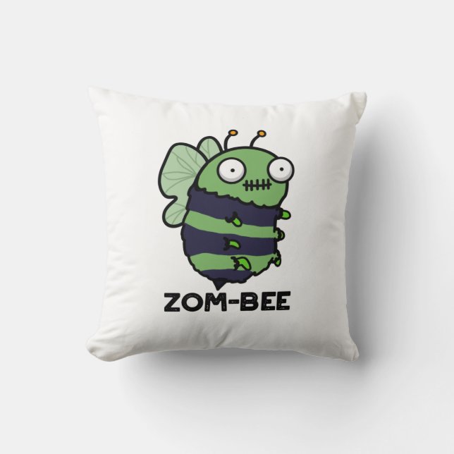 Zom-bee Funny Halloween Zombie Bee Pun  Cushion (Front)